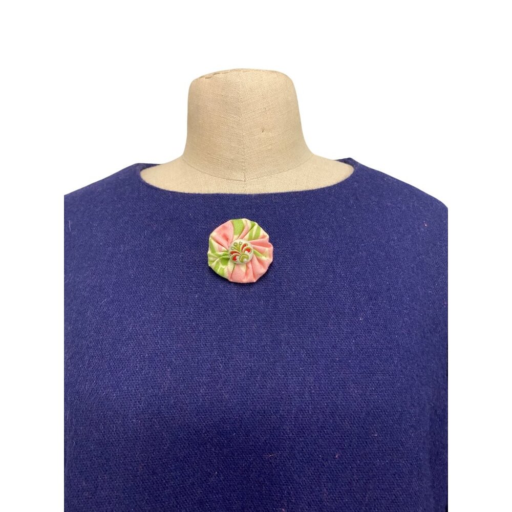 Vintage Handmade Purple Knit Two-Piece Set With Floral Brooch Detail - Picture 4 of 15